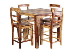 Porter Designs Porter Taos Solid Sheesham Wood 54" Square Counter Table - Timeless Craftsmanship & Artful Design Natural Wood 07-196-08-9027nl