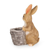 Christopher Knight Home® - Noble House - Tooke Outdoor Decorative Rabbit Planter, White and Brown