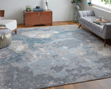 Feizy Rugs Astra Polyester/Polypropylene Machine Made Industrial Rug Blue/Gray/Ivory 12' x 15'