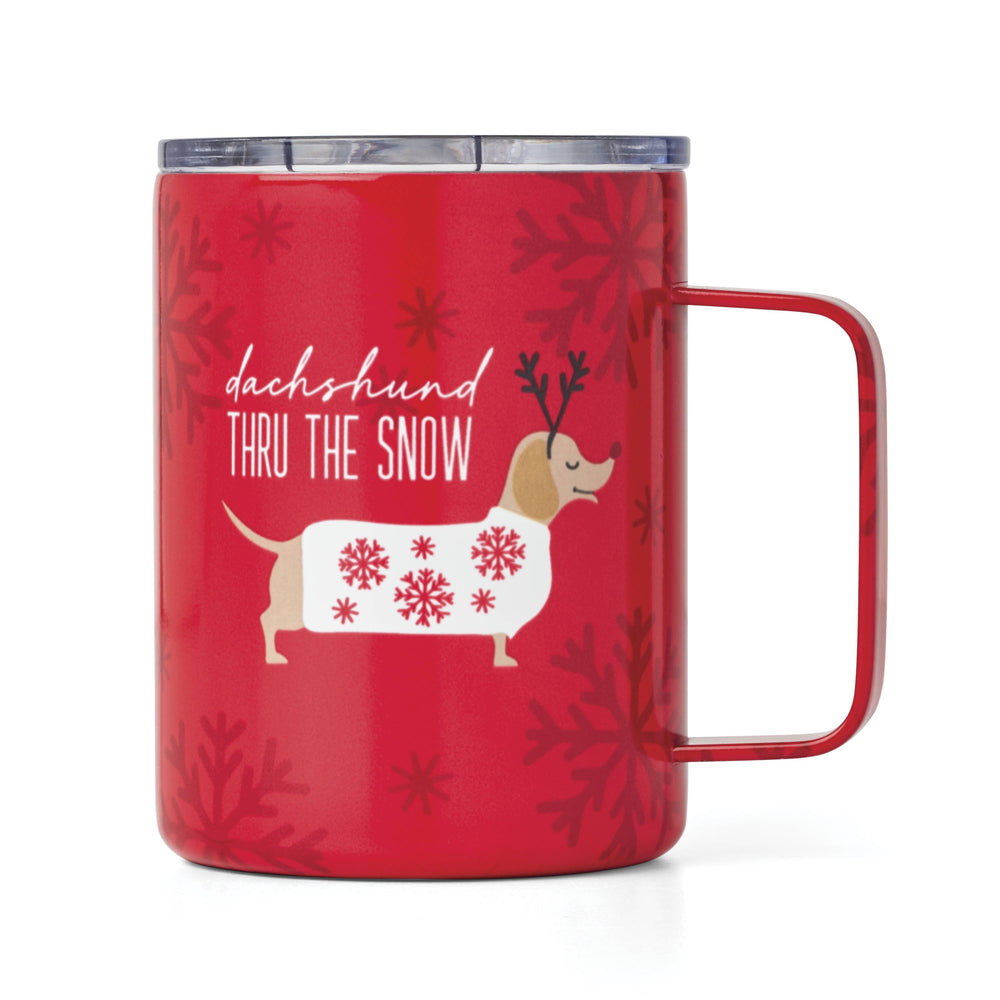 Lenox Cambridge 16 Oz Insulated Holiday Dachshund Coffee Mug Red, RED METAL 896195