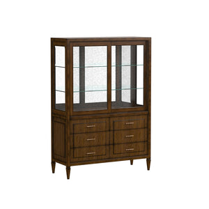 A.R.T. Furniture Eave Traditional China Cabinet In Quartered Walnut - Elegant Design With 2 Glass Doors & 6 Drawers Brown Material(S), Poplar And Parawood Solids,Walnut Veneer 336240-1860