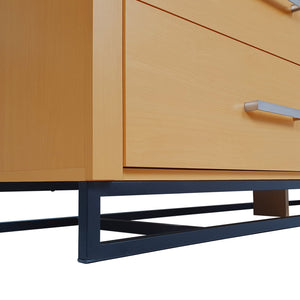 English Elm Christopher Knight Home® - 6 Drawer Chest with Iron Base and Six Spacious Drawers, Contemporary Industrial Design, Durable Construction Maple 60 L x 19.25 W x 10 H 71883.00MPL