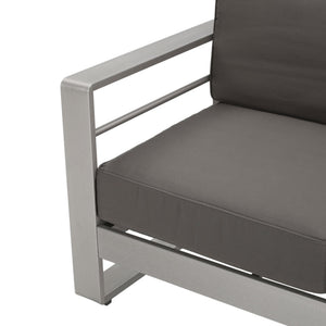 English Elm Christopher Knight Home® - CAPE modern 3-seater outdoor sofa with aluminum frame, convertible tray table, water-resistant cushions Gray 58981.00CUS