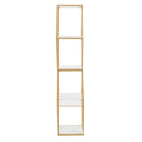 Homelegance By Top-Line Parveen Hexagon Wood and Glass 4-Shelf Modular Bookcase Gold Iron