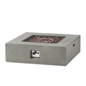 English Elm 50000 Btu Square Mgo Concrete Propane Fire Table for Outdoor Patio Entertaining 59241.00WHI-50K_59243.00WHI