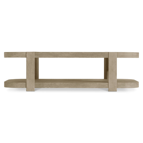 Bernhardt Bernhardt Tribeca Cocktail Table With Wire-Brushed Aurum Oak, Sculpted Legs, Lower Shelf & Casters 333024