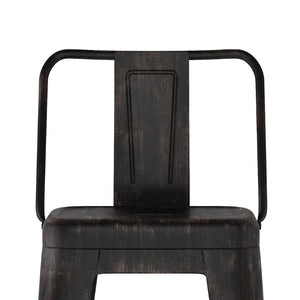 English Elm Rayne 30" Metal Bar Stool Set Of 2 - Industrial Style, Ergonomic Comfort With Distressed Black Finish B136P159494-GIGA