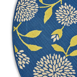 Christopher Knight Home® - Noble House - Viola Outdoor 7'10" Round Floral Area Rug, Blue and Green