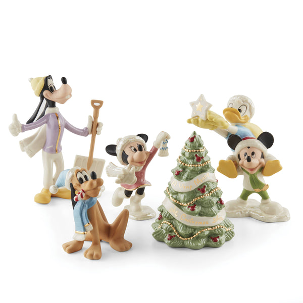 Lenox Disney Winter Fun 5-Piece Figurine Set Ivory, IVORY PORCELAIN 897079