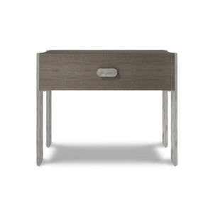 Bernhardt Bernhardt Prado Nightstand — Porcini Wood Drawer, Bright Graphite Cast-Aluminum Legs, Usb Charging, Soft-Close 324218B