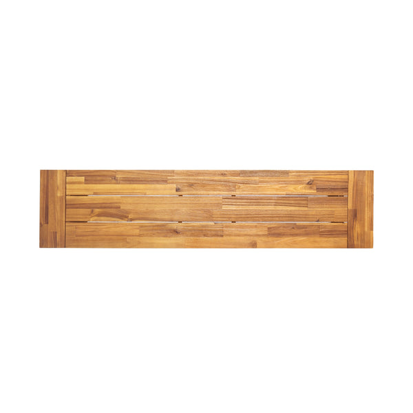 English Elm Dark Acacia Slatted Dining Bench Handcrafted with Iron Frame for Farmhouse Spaces 54562.00MP1