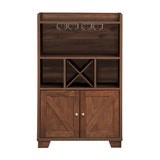 Christopher Knight Home® - Noble House - Monita Farmhouse Wooden 4 Bottle Wine Cabinet, Walnut and Dark Brown