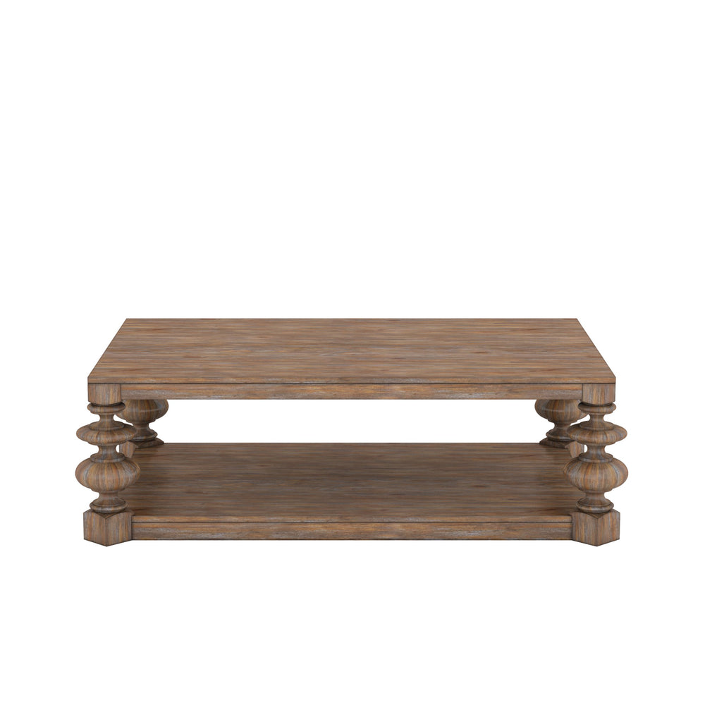 A.R.T. Furniture Architrave Rectangular Cocktail Table - Elegant Almond Pine With Fixed Shelf & Neoclassical Design Brown Material, Pine Solids And Veneer 277300-2608