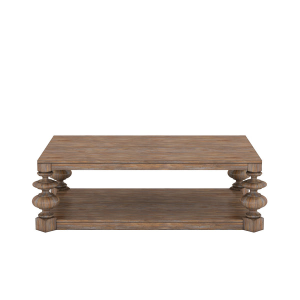 A.R.T. Furniture Architrave Rectangular Cocktail Table - Elegant Almond Pine With Fixed Shelf & Neoclassical Design Brown Material, Pine Solids And Veneer 277300-2608