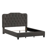 Homelegance By Top-Line Cosette Adjustable Diamond Tufted Camelback Bed Black Linen