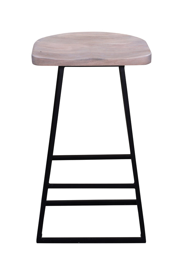 Porter Designs Clement Solid Acacia Wood Bar Stool With Sleek Lines And Comfortable Scooped Seat White Wood 07-196-10-2096