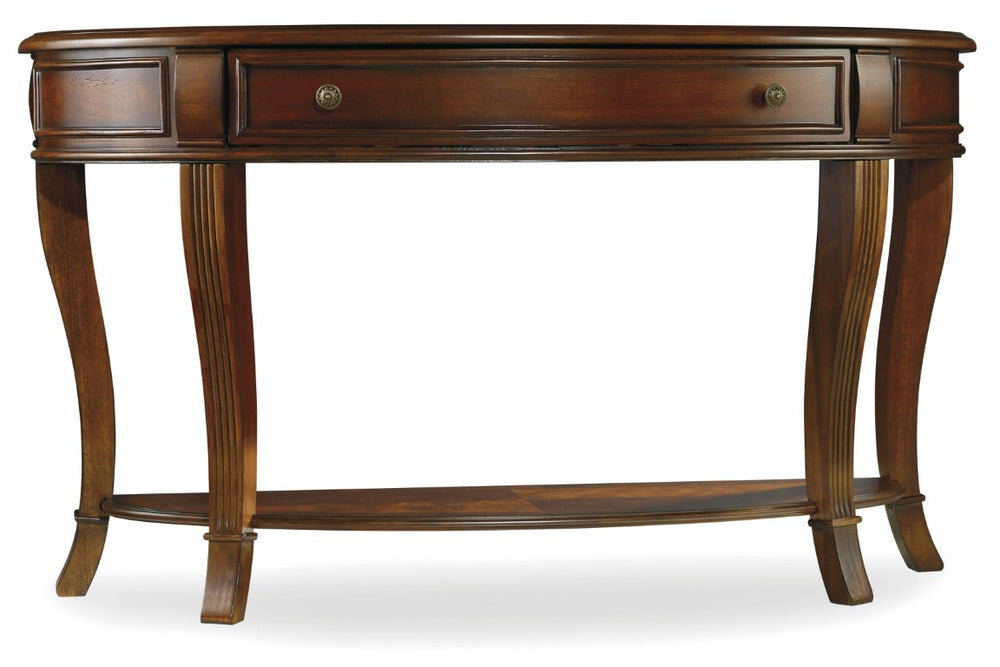 Hooker Furniture Brookhaven Distressed Cherry Console Table With Fluted Cabriole Legs, Drawer & Lower Shelf Storage 281-80-151