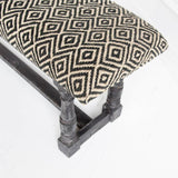 Mercana Denison Bench Black/Beige Fabric | Black Wood