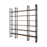 Mercana Taunton Shelving Unit Dark Brown Wood | Black Metal