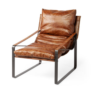 Mercana Hornet Accent Chair Brown Leather | Black Metal