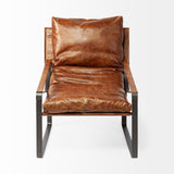 Mercana Hornet Accent Chair Brown Leather | Black Metal