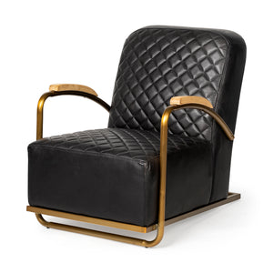 Mercana Horace Accent Chair Black Leather | Gold Iron