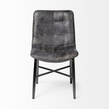 Mercana Horsdal Dining Chair Black Faux Leather | Black Metal