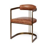 Mercana Hollyfield Dining Chair Brown Leather | Gold Metal