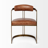 Mercana Hollyfield Dining Chair Brown Leather | Gold Metal