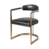 Mercana Hollyfield Dining Chair Black Leather | Gold Metal