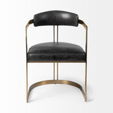 Mercana Hollyfield Dining Chair Black Leather | Gold Metal