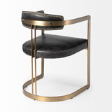 Mercana Hollyfield Dining Chair Black Leather | Gold Metal