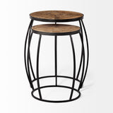 Mercana Clapp Accent Table Brown Wood | Black Metal | X Pattern