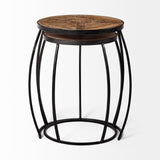 Mercana Clapp Accent Table Brown Wood | Black Metal | X Pattern