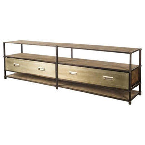 Mercana Farrow Media Console Brown Wood | Brass Metal 