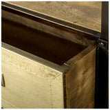 Mercana Farrow Media Console Brown Wood | Brass Metal 