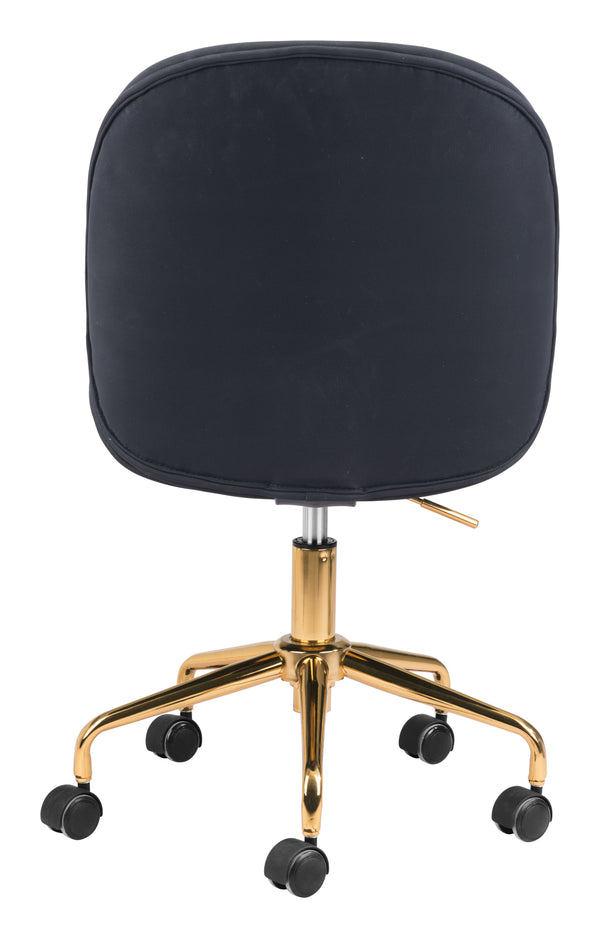 Zuo Modern Miles 100% Polyurethane, Plywood, Steel Modern Commercial Grade Office Chair Black, Gold 100% Polyurethane, Plywood, Steel