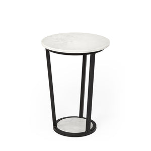 Mercana Bombola Accent Table White Marble | Black Metal | 15W