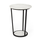 Mercana Bombola Accent Table White Marble | Black Metal | 18W