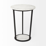 Mercana Bombola Accent Table White Marble | Black Metal | 18W