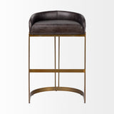 Mercana Hollyfield Bar/Counter Stool Black Leather | Antiqued Gold Metal | Bar