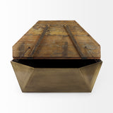 Mercana Esagono Coffee Table Brown Wood | Brass Metal