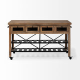 Mercana Stuart Kitchen Island Brown Wood | Black Metal