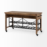 Mercana Stuart Kitchen Island Brown Wood | Black Metal