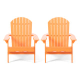 Malibu Outdoor Acacia Wood Adirondack Chair (Set of 2), Tangerine