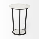 Mercana Bombola Accent Table White Marble | Black Metal | 18W