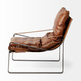 Mercana Hornet Accent Chair Brown Leather | Black Metal