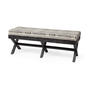 Mercana Solis Bench Black/Cream Fabric | Black Wood