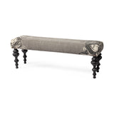 Mercana Alhambra Bench Gray Fabric | Black Wood