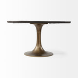 Mercana McLeod Dining Table Brown Wood | Gold Metal